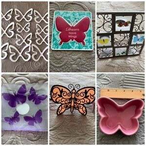 🦋 Butterfly Decor Bundle – PartyLite Candle Holders, Wall Art & Accent Pieces